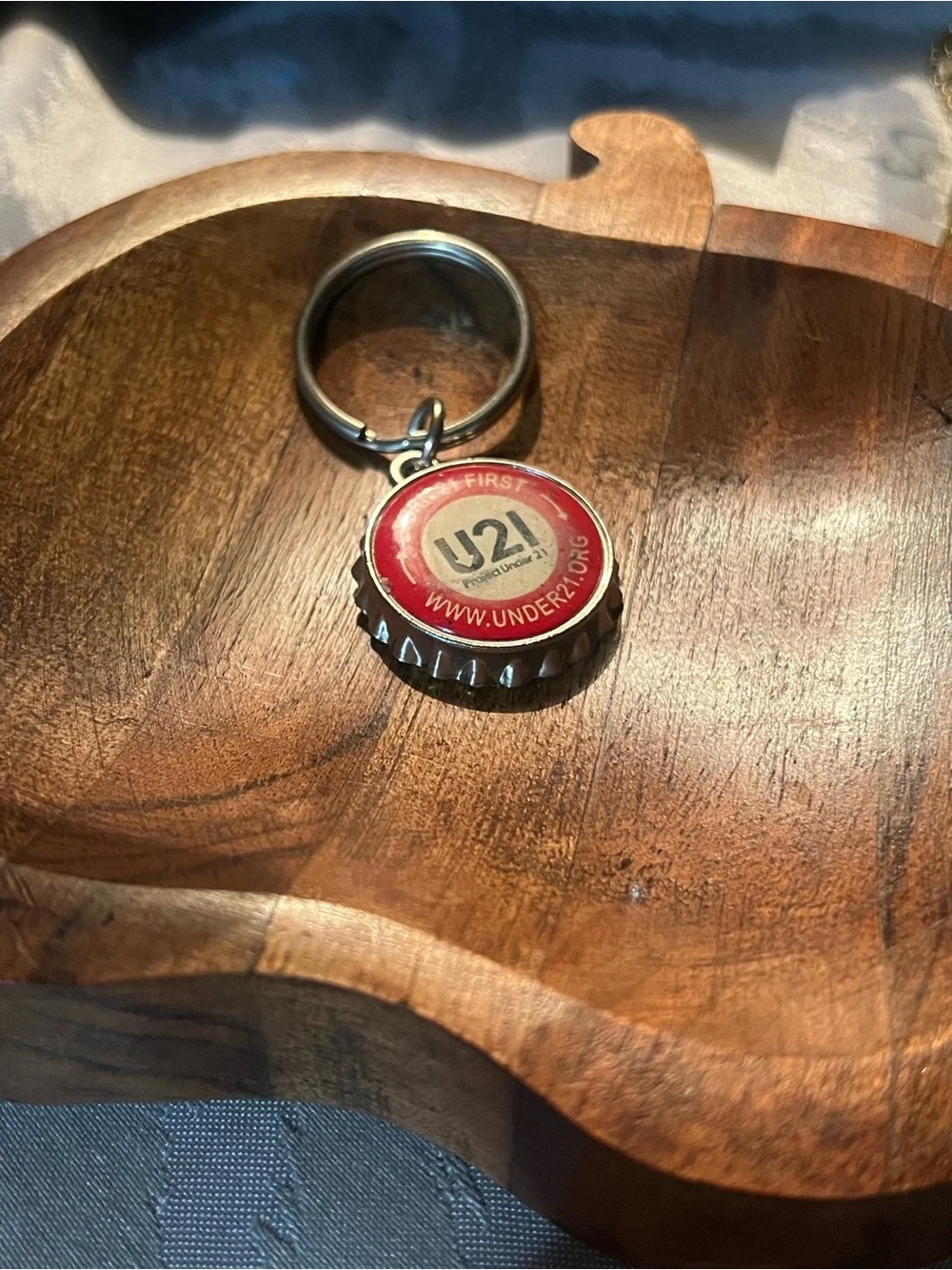 U21 Red Bottle Cap Keyring Keychain
